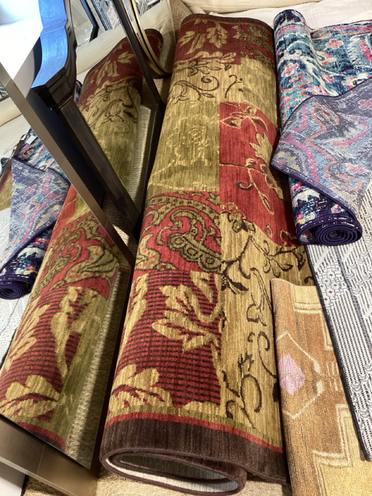 Transitional Warm Patchwork Design wth Floral, Paisley, Burgundy, \Gold, Olive a