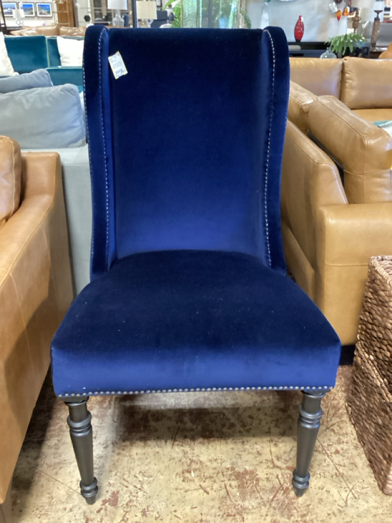 Frontgate Brosnan Velvet Indigo Side Chair 42" h x 24" w