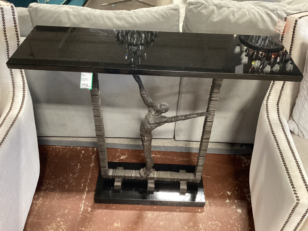 Global View "Reach Out of the Box" Blk Granite Console Table 40.5x12x35