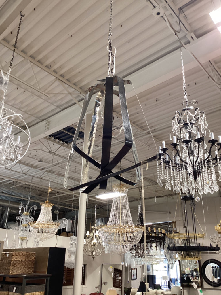 Black and Chrome Chandelier28"