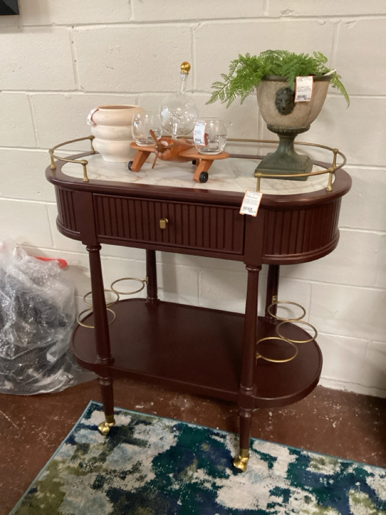 Havertys Transitional Mahogany Bar Cart 34x18x36