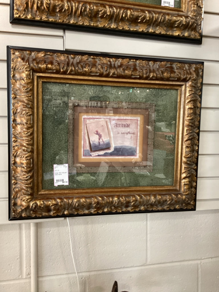Golfer "With Attitude" Gold Frame