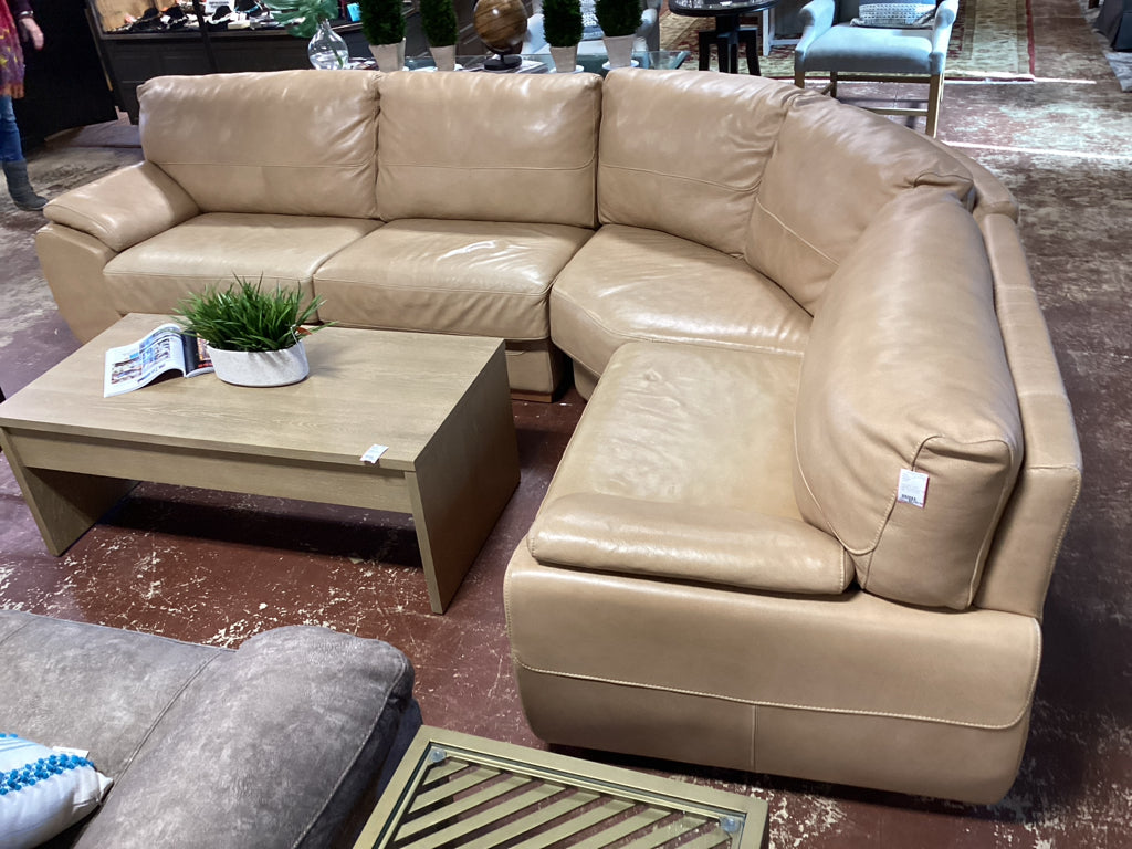 Lexington Italian Leather Sectional / tan / 3pc AS FOUND