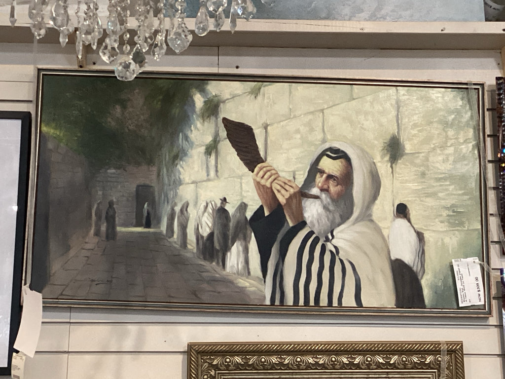 Western Wall, Jerusalem Original Oil on Canvas 49x26 (AS Found)