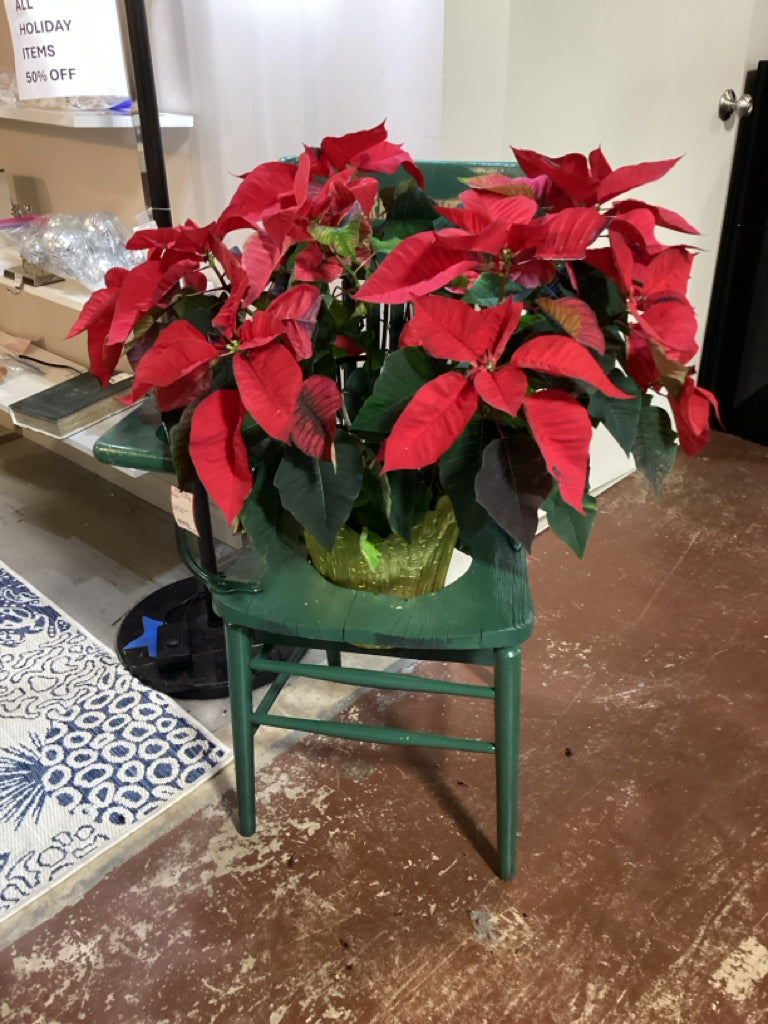 Vintage chair plant stand / green