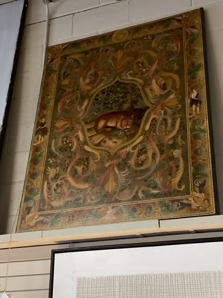 Hand Painted Wood Panel with Leopard 42x53