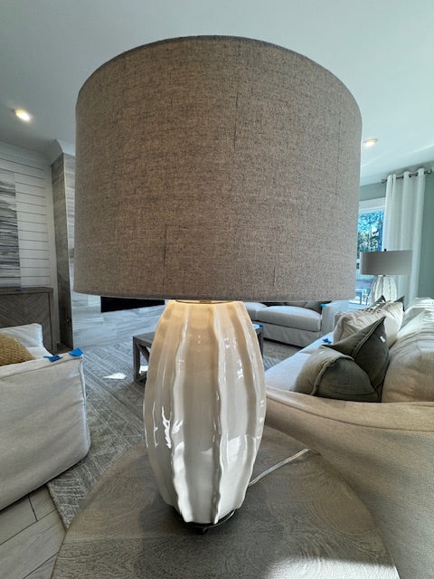 Uttermost Marazion Gloss White Organic Ceramic Table Lamp; 28â€