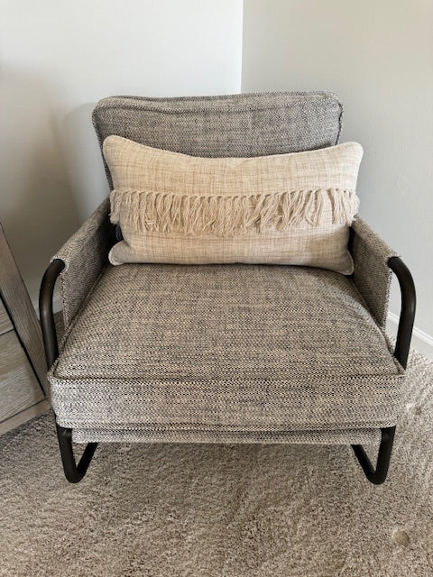 Four Hands The Irina Grey Rocker, grey canvas with black finished ; 27.5x29x23