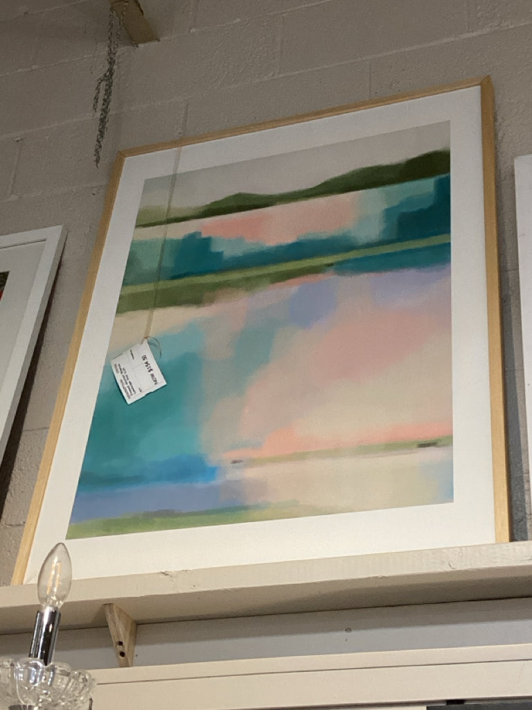 Framed Abstract Watercolor Landscape Print 31x41