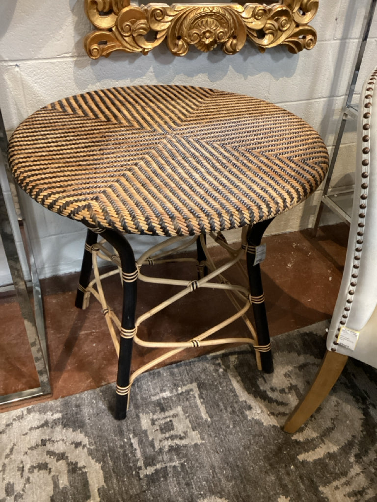 Bistro Style Rattan 2 Tone Table Blk/Natural 30"D