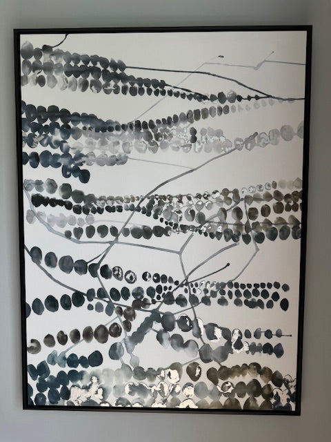 “Mind Hum I†black framed canvas art; 40x54