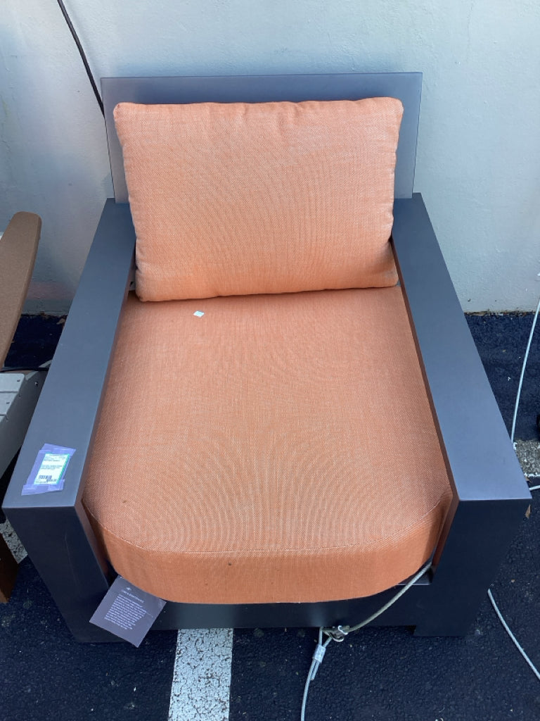 Restoration Hardware Outdoor Chair/ alluminum base /grey cushions (with cover)
