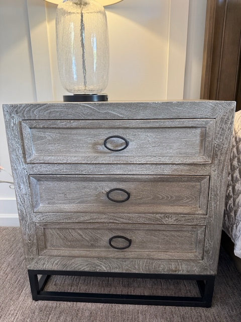 Classic Home Artemis Mango Wood Nightstand 3 Drawer 28x18x30
