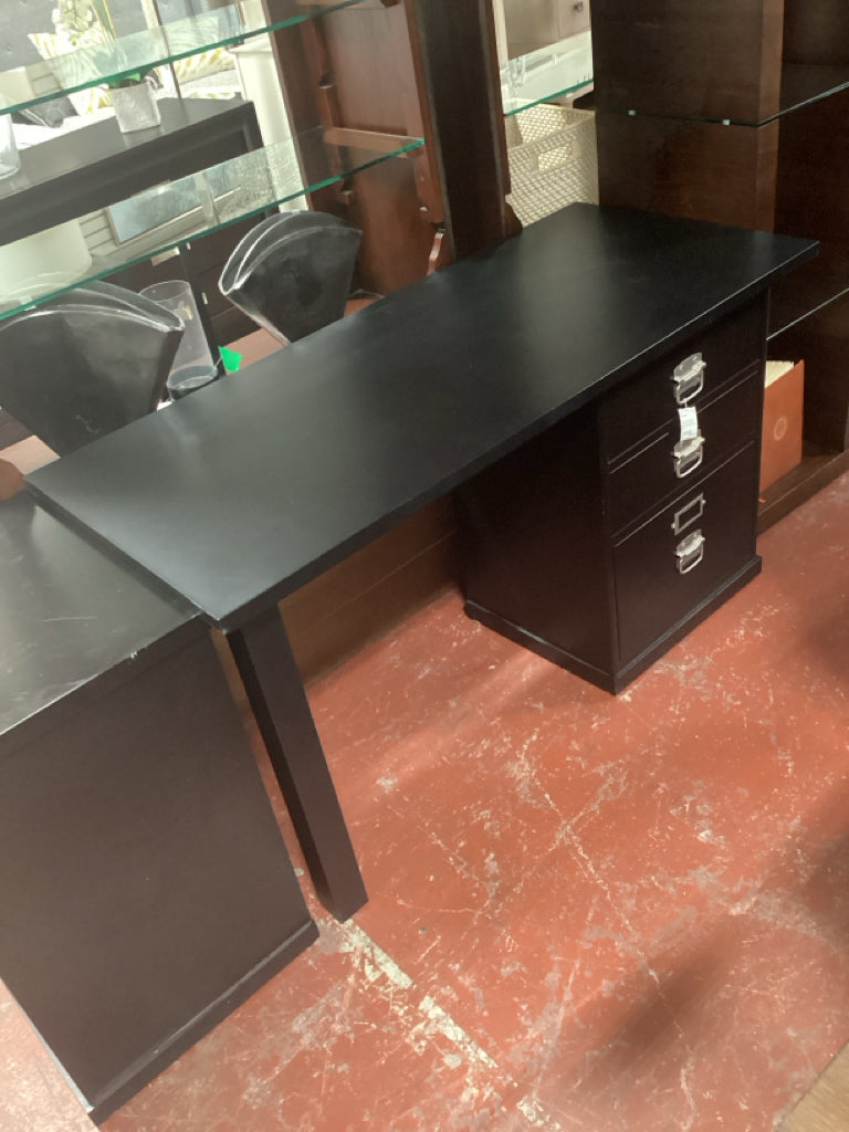 Pottery Barn Desk with filing cabinet / black 52 x 23 x 29.5 high