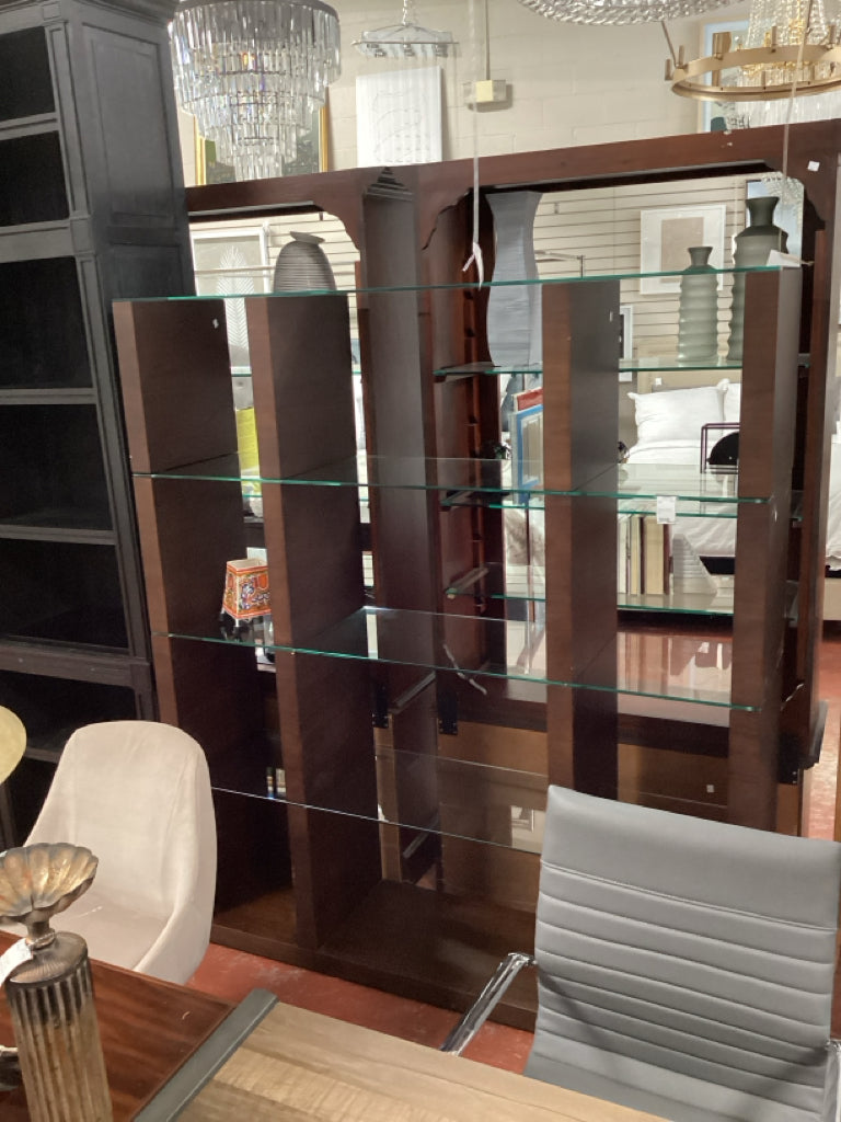 Etagere / wood & glass 63 x 15 x 72" high