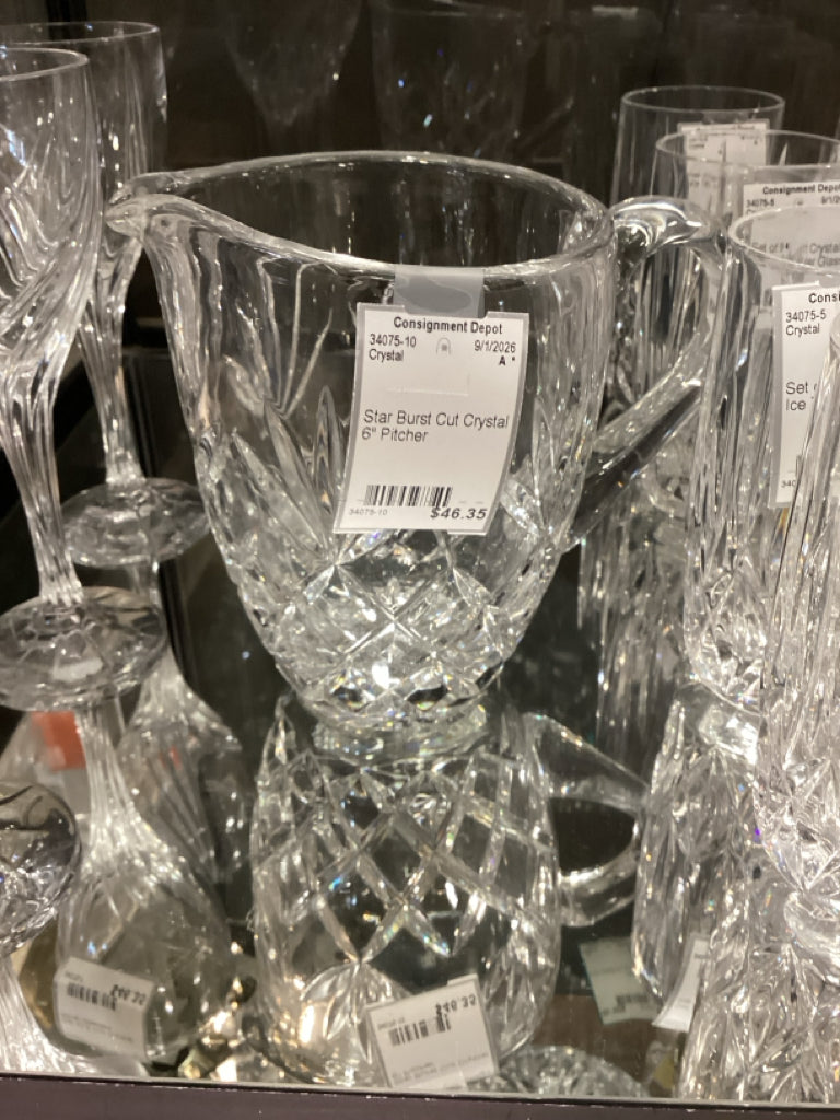 Star Burst Cut Crystal 6" Pitcher