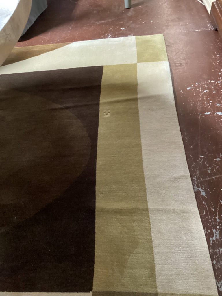 Rug / Nepal Soho hand knotted wool brown, tan geometric 12 x 18