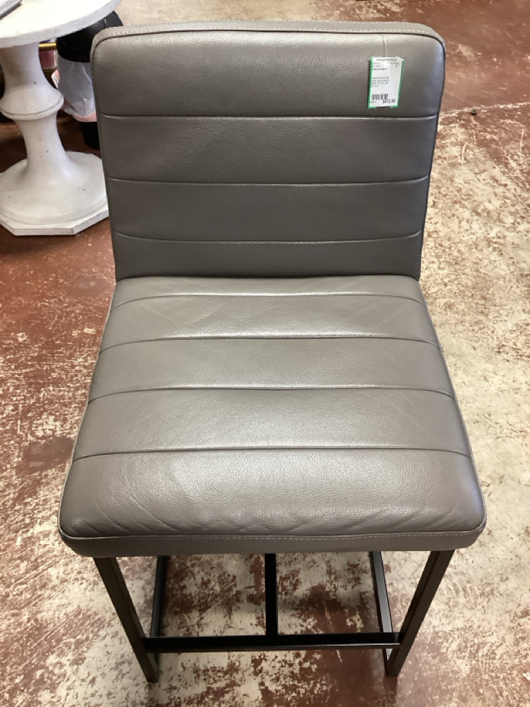 Crate and Barrel Bar Stools / grey channel leather 19 x 21 x 36" SET of 2