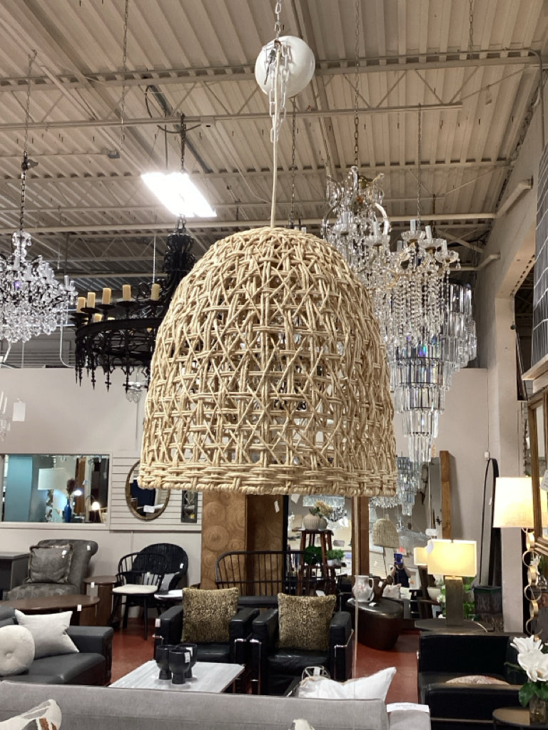 Large Light Brown Corn Rope Pendant Lamp 23"D x 24.5"H