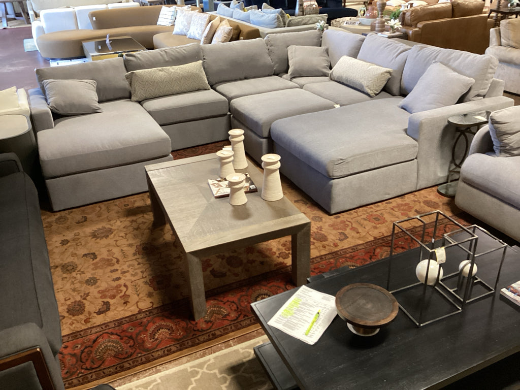 Modmax Granite Performance Fabric Modular Sectional & Ottoman Gray 139"W x 106"D