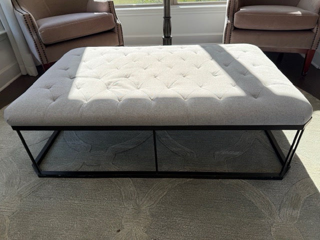 Four Hands Upholstered GREY Isle Ottoman 53x35x16 AS FOUND