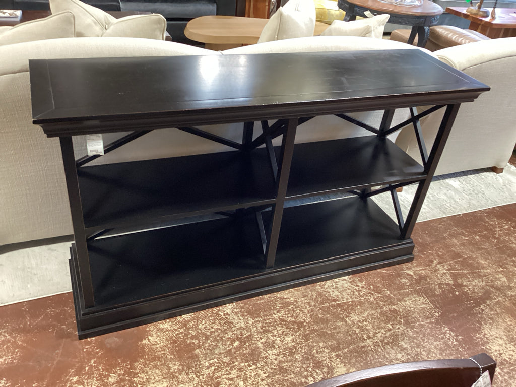 Ballard Design Console/Media Black Finish Decorative Geometric X-Brace Design 60