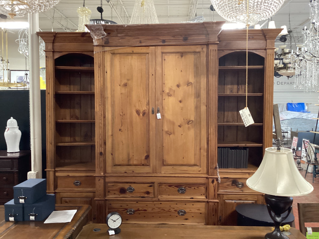 Impressive Large Pine Library Cabinet 6-Drawer & 4-Doors