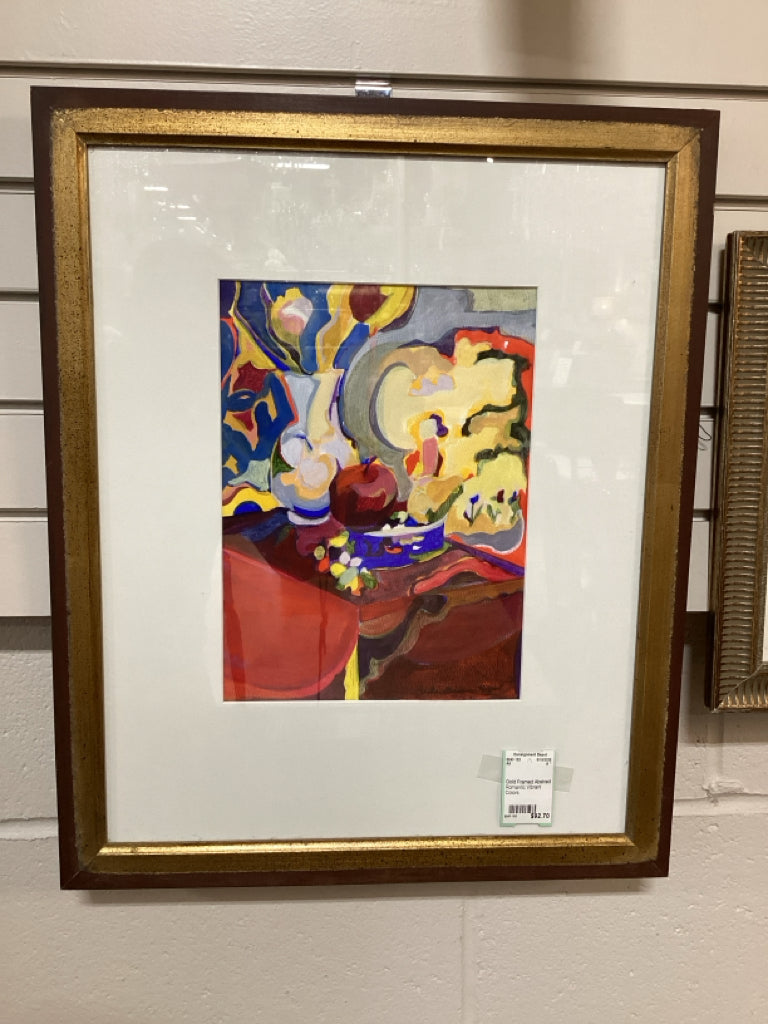 Gold Framed Abstract Romantic Vibrant Colors