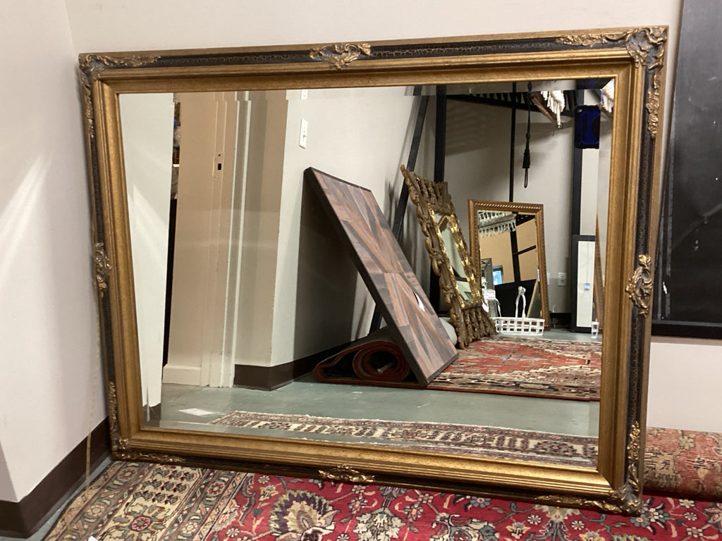 Large Antiqued Gold Mirror 56x44 Horizontal