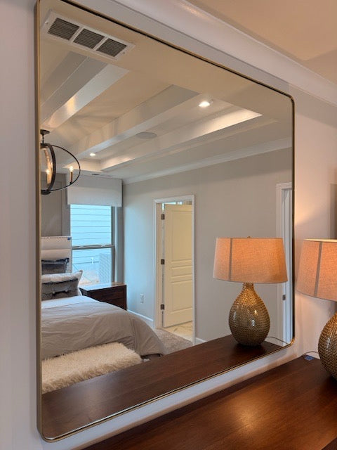 Curved Rectangle Mirror Gold Frame 54x54