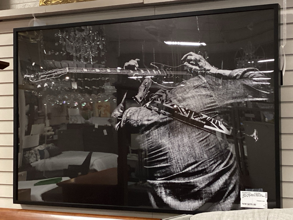 Large Framed Black & White Rock Musician Contemporary Wall Art Black Frame 60" X
