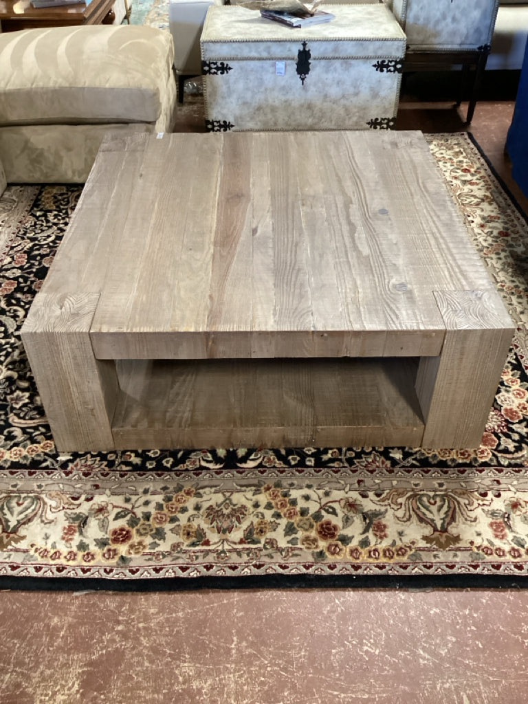 Pottery Barn Wood Coffee Table 55" Square X 16" H