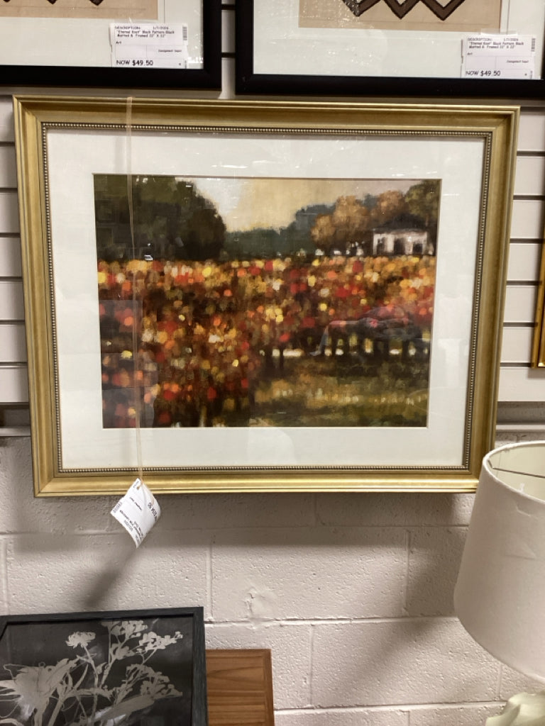 Framed Impressionist Style Landscape Art Golfd Frame 33x28