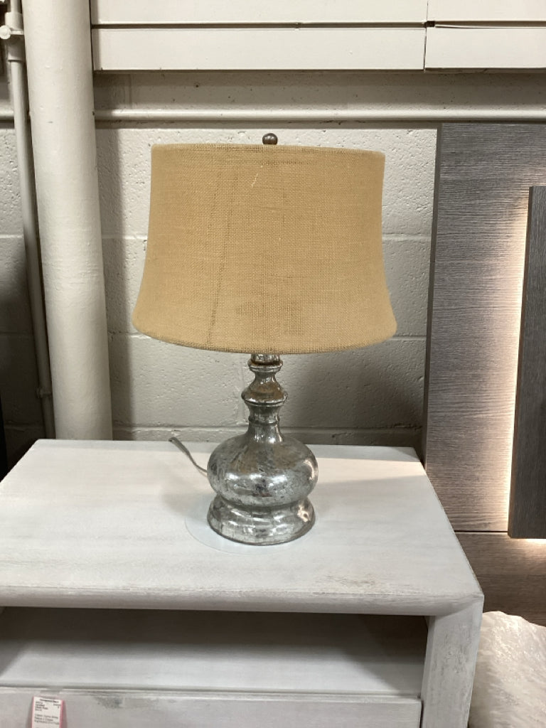 Pair - Mercury Glass Table Lamp with Linen Shade 20"