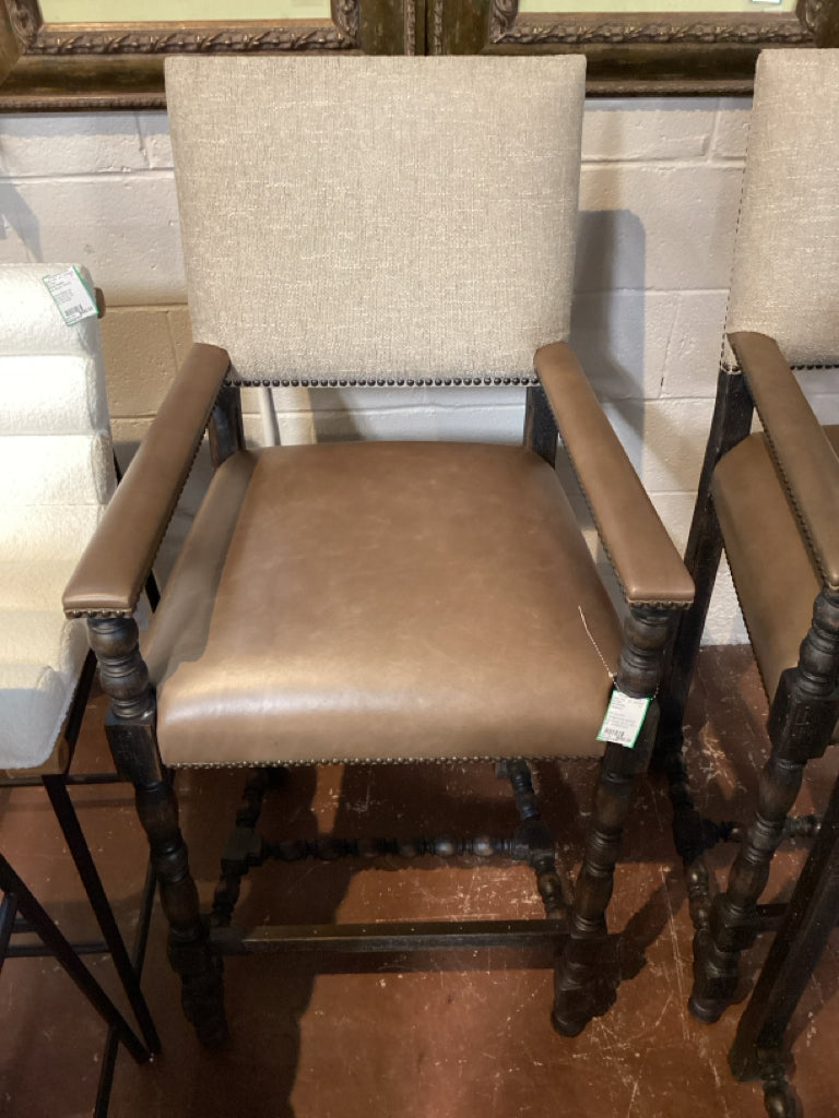 Hill Country Hardwood & leather Bar Stool 23.5 x 25 x 48 A798NHKP