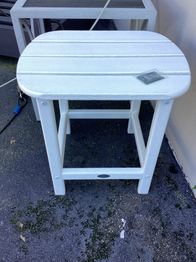 Polywood Outdoor Side Table in White 19"W x 15"D x 18"H