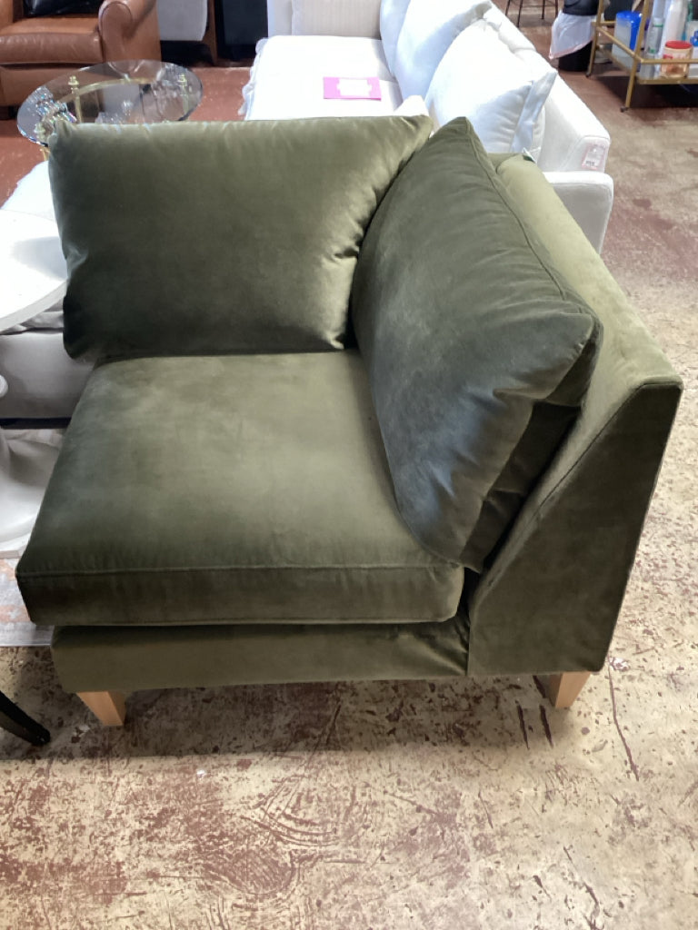 Havenly Green Velvet Corner Chair 38" X 30"