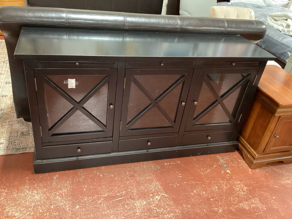 Ballard Design BLACK 3 door, 3 drawer Cabinet 63x18x33