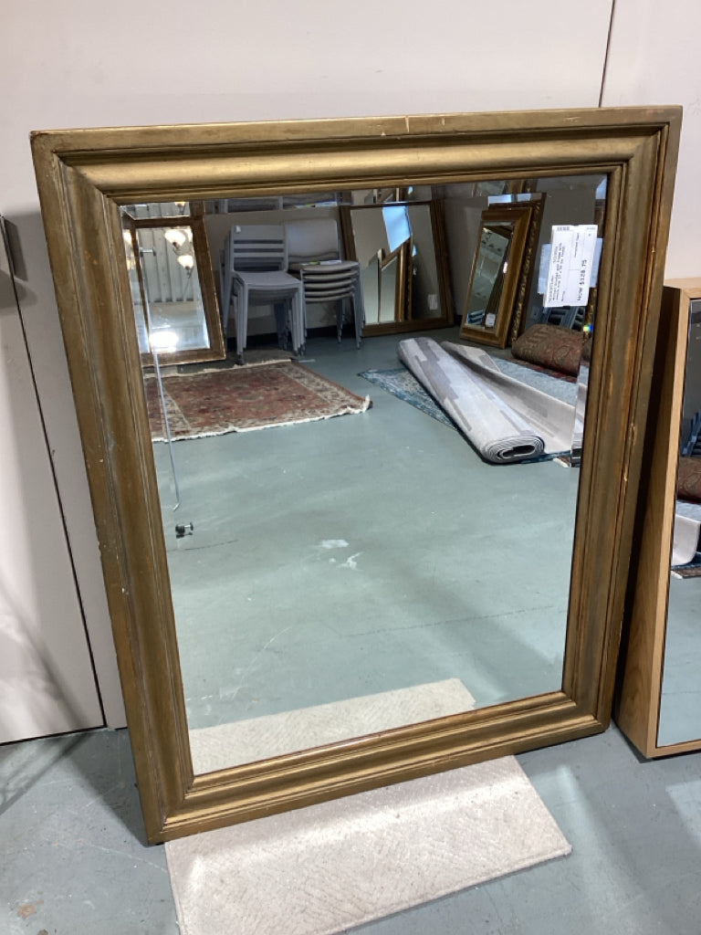 Mirror/ brushed gold frame with ornate trim 37 x 59 (as found)