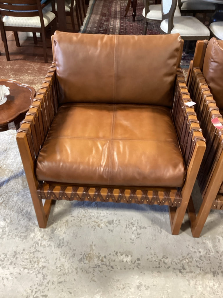 Palecek Boho Chic brown leather Chairs / 32w x 35s x 32.5 /SET of 2
