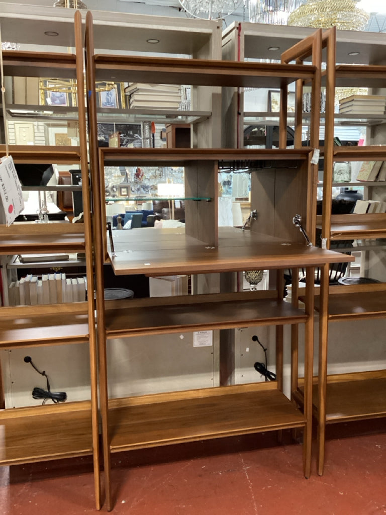 Crate and Barrel Walnut Bookcase Bar Cabinet 34x14x75