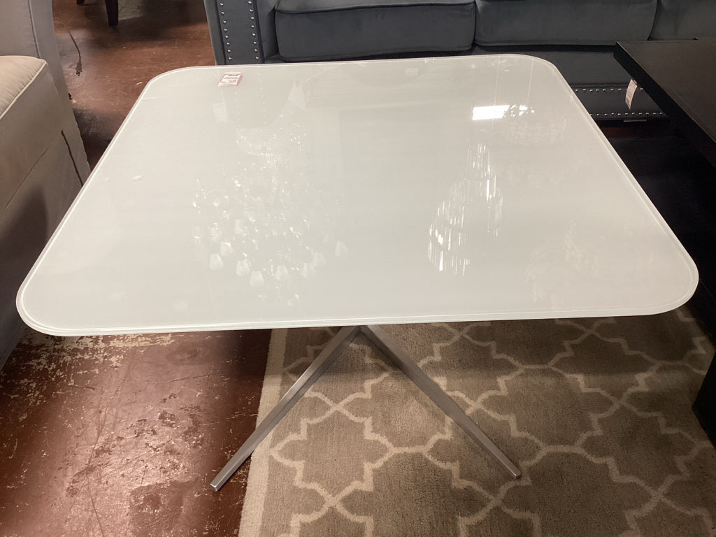 Herman Miller Glass & chrome Coffee Table / 36" square