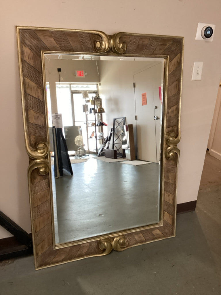 Mirror / carved wood frame with gold accent 42 x 58