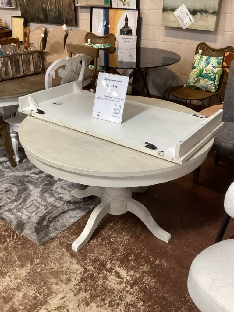 Ballard Design Dining Table / cream oak pedestal 48" round, 24" leaf