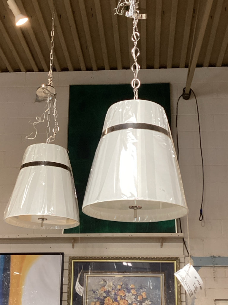 Visual Comfort Designer Pendant Light White Glass Shade 18"W x 20" H