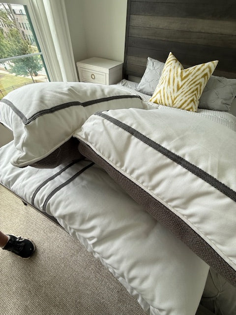 Queen Niche Bedding Set (1 Com/2 Euro) Grey Linen