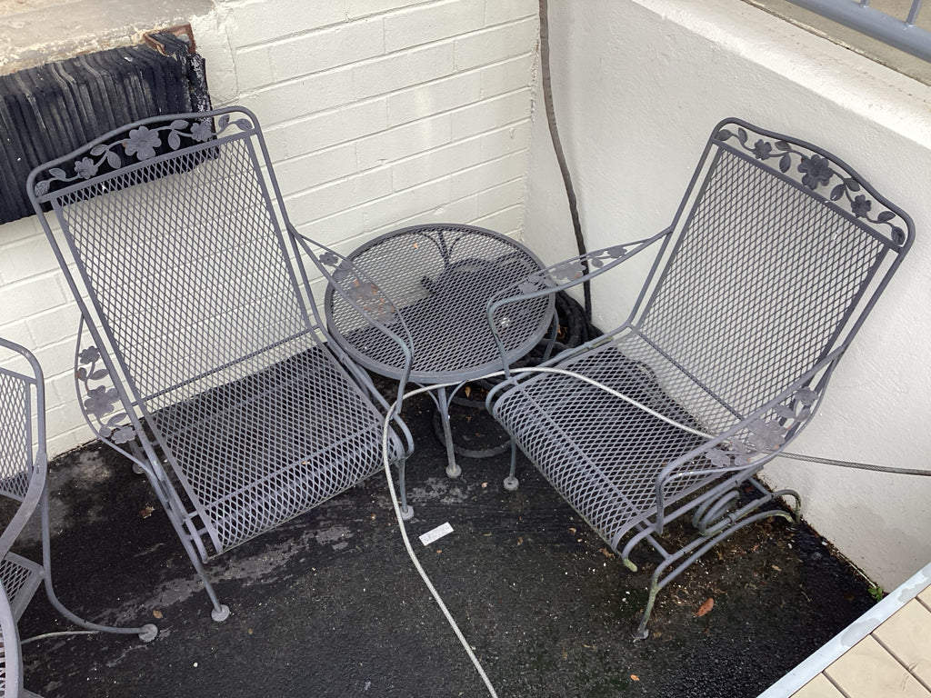 Cast Iron Black 2 Rockers & 1 23.5 Side Table SET