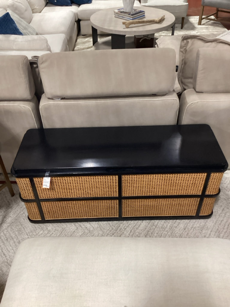 Pottery Barn Rounded Cane Black Wood Trunk  43" X 17" X 18"