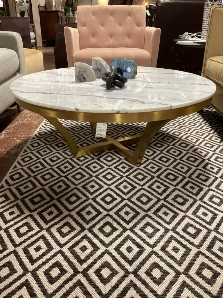 White Marble Top Coffee Table with Gold Base 41.5x16