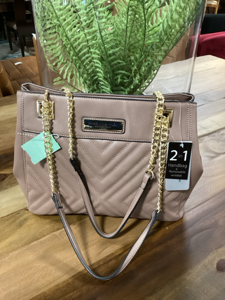 Andrew Marc "Marc New Your" Quilted Shoulder Bag Taupe with Gold-|Tone Chain Acc